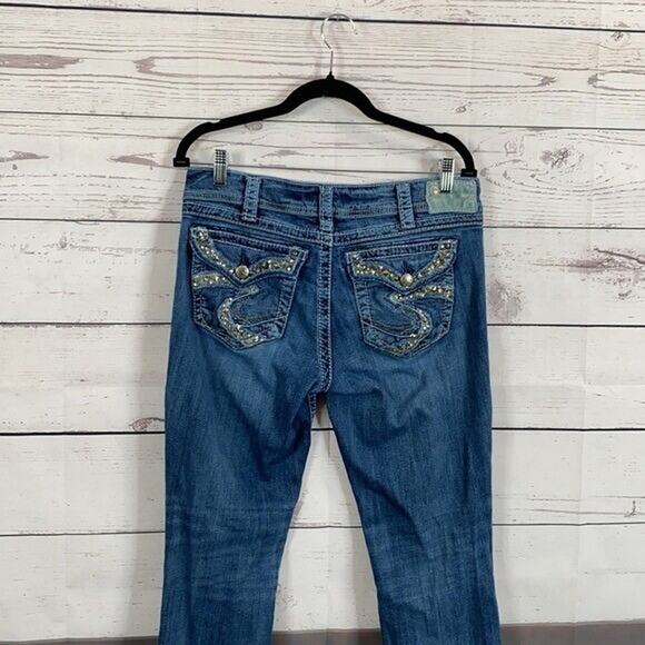 Silver Jeans Womens 30 Blue Suki Flap Bootcut Embellished Sequin Rodeo Cowgirl - Picture 10 of 13